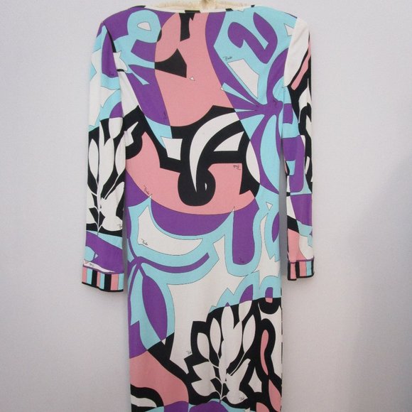 Rayon Dress Retired Bright Graphic Abstract Print Border Italy - Picture 10 of 13